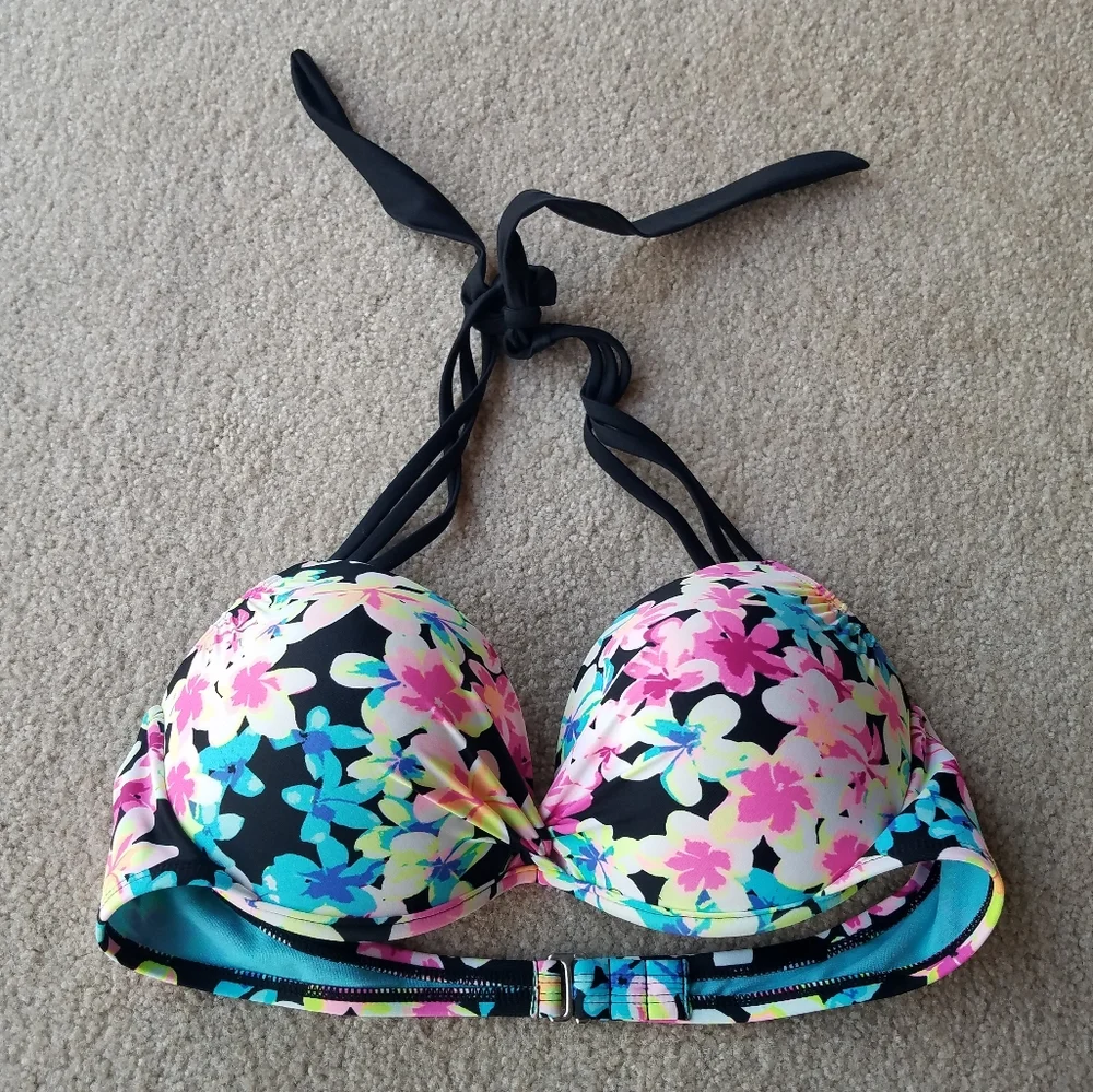 Sexy Black Floral Bikini Bottom California Waves